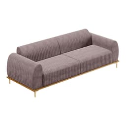 Sofá Decorativo 3 Lugares Sala de Estar Base de Madeira Euro 210 cm Veludo Rosê G15 - Gran Belo