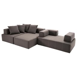 Sofá Decorativo 3 Módulos e 5 Encostos Happiness Com 4 Almofadas Linho Cinza G66 - Gran Belo