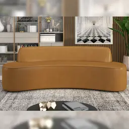 Sofá Decorativo 4 Lugares 230cm Bélgica Curvo PU Caramelo G15 - Gran Belo