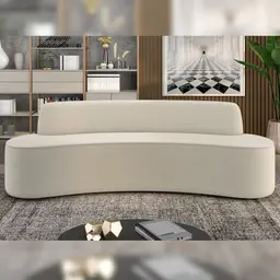 Sofá Decorativo 4 Lugares 260cm Bélgica Curvo Veludo Creme G15 - Gran Belo