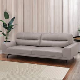 Sofá Decorativo Ashton 3 Lugares Sala de estar 216cm Pés em Aço Couro Avelã G88 - Gran Belo