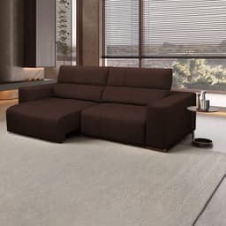 Sofá Decorativo Barbosa 3 Lugares Sala de estar 250cm Reclinável e Retrátil Couro Marrom Chocolate G88 - Gran Belo