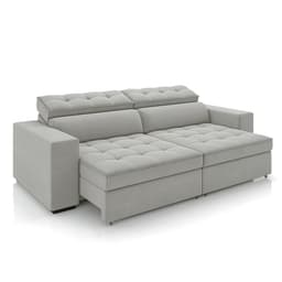 Sofá Decorativo Hugo 3 Lugares 246cm Reclinável e Retrátil Veludo Cinza Claro G45 - Gran Belo