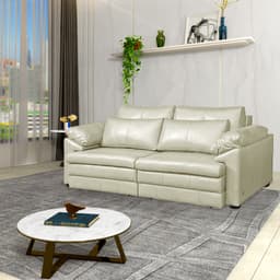 Sofá Decorativo Piece Bipartido Retrátil Sala de Estar 215cm Couro Tiza G58 - Gran Belo
