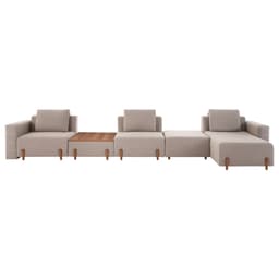 Sofá Decorativo Pierre 5 Módulos Linho Bege/Noce G66 - Gran Belo
