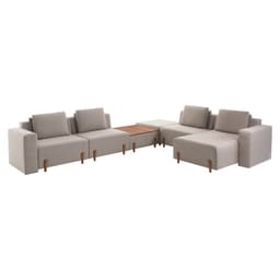 Sofá Decorativo Pierre 6 Módulos Linho Bege/Noce G66 - Gran Belo