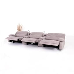 Sofá Decorativo Sala de Cinema Swift Elétrico Reclinável c/Porta Copos Baú Cooler Linho Cinza G81 - Gran Belo