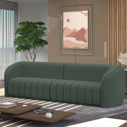 Sofá Decorativo Sala de Estar 252cm Adam 3 Lugares Veludo Cinza G45 - Gran Belo
