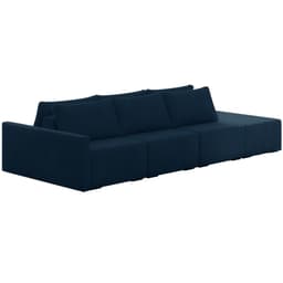 Sofá Ilha Modulado Milos 342cm Puff Lateral Veludo Azul Marinho G33 - Gran Belo