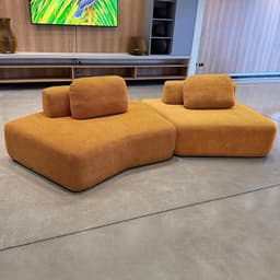 Sofá Ilha Sala de Estar Modulado Dakota Encosto Almofadas Soltas Bouclê Rústico Terracota G33 - Gran Belo