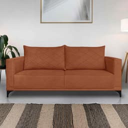 Sofá Living 3 Lugares com Pés de Ferro Almofadas Soltas 220cm Neso Bouclê Terracota G63 - Gran belo