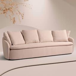 Sofá Living Sala de Estar Toscana 270cm 3 Lugares Veludo Luxo Bege G92 - Gran Belo