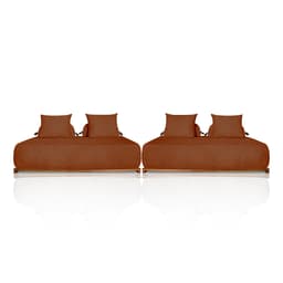 Sofá Modulado 6 Lugares com Almofadas Soltas Pés Madeira Maciça 400cm Homer Bouclê Terracota G63 - Gran Belo