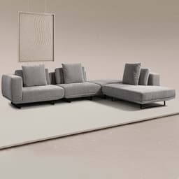 Sofá Modulado Sala de Estar Carmen 532cm Pés de Ferro Linho Rústico Cinza G92 - Gran Belo