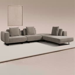 Sofá Modulado Sala de Estar Carmen 712cm Pés de Ferro Linho Rústico Castor G92 - Gran Belo