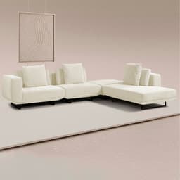 Sofá Modulado Sala de Estar Carmen 712cm Pés de Ferro Linho Rústico Off White G92 - Gran Belo