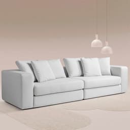 Sofá Modulado Sala de Estar Trento 256cm com Almofadas Soltas Linho Cinza G92 - Gran Belo