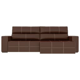 Sofá Retrátil 204cm Nero Couro Marrom G52 - Gran Belo