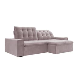 Sofá Retrátil 214 cm Sala de Estar Gabi Suede Rosê G52 - Gran Belo