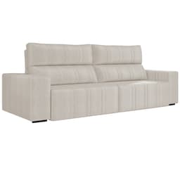 Sofá Retrátil 214 cm Sala de Estar Leonel Suede Bege G52 - Gran Belo