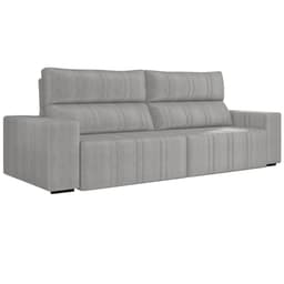 Sofá Retrátil 234 cm Sala de Estar Leonel Suede Cinza - Gran Belo