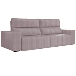 Sofá Retrátil 234 cm Sala de Estar Leonel Suede Rosê G52 - Gran Belo