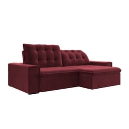 Sofá Retrátil 254 cm Sala de Estar Gabi Suede Bordô G52 - Gran Belo
