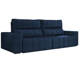 Sofá Retrátil 274 cm Sala de Estar Leonel Suede Azul Marinho G52 - Gran Belo