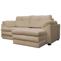 Sofá Retrátil 3 Lugares Bipartido Sala de Estar Piece 215cm Couro Bege G58 - Gran Belo