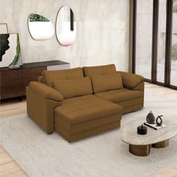 Sofá Retrátil Elétrico Sala de Estar Nolan Bipartido 215cm Conforto Premium em Couro Mel G58 - Gran Belo