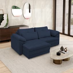 Sofá Retrátil Elétrico Sala de Estar Nolan Bipartido 250cm Conforto Premium em Couro Azul Marinho G58 - Gran Belo