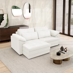 Sofá Retrátil Elétrico Sala de Estar Nolan Bipartido 250cm Conforto Premium em Couro Branco G58 - Gran Belo