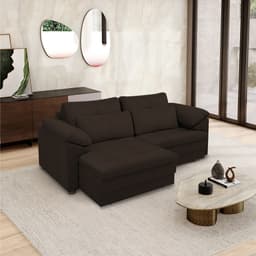 Sofá Retrátil Elétrico Sala de Estar Nolan Bipartido 250cm Conforto Premium em Couro Marrom G58 - Gran Belo