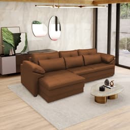 Sofá Retrátil Elétrico Sala de Estar Nolan Bipartido 257cm Conforto Premium em Couro Caramelo G58 - Gran Belo