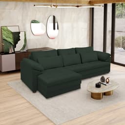 Sofá Retrátil Elétrico Sala de Estar Nolan Bipartido 257cm Conforto Premium em Couro Verde G58 - Gran Belo