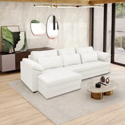 Sofá Retrátil Elétrico Sala de Estar Nolan Bipartido 297cm Conforto Premium em Couro Branco G58 - Gran Belo