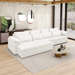 Sofá Retrátil Elétrico Sala de Estar Nolan Bipartido 414cm Conforto Premium em Couro Branco G58 - Gran Belo