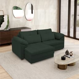 Sofá Retrátil Manual Sala de Estar Nolan Bipartido 175cm Conforto Premium em Couro Verde G58 - Gran Belo