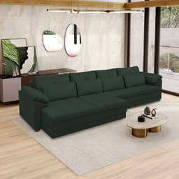 Sofá Retrátil Manual Sala de Estar Nolan Bipartido 379cm Conforto Premium em Couro Verde G58 - Gran Belo