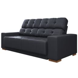 Sofá Retrátil e Reclinável 3 Lugares Lisboa 230cm Couro Preto - Gran Belo