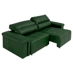 Sofá Retrátil e Reclinável 3 Lugares Maitê 226 cm Couro Verde G43 - Gran Belo