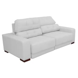 Sofá Sala de Estar Retrátil e Reclinável 3 Lugares Lisboa 210cm Couro Branco G58 - Gran Belo