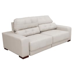 Sofá Sala de Estar Retrátil e Reclinável 4 Lugares Lisboa 250cm Couro Off White G58 - Gran Belo