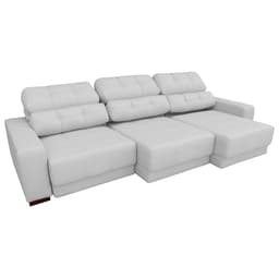 Sofá Sala de Estar Retrátil e Reclinável 5 Lugares Lisboa 320cm Couro Branco G58 - Gran Belo