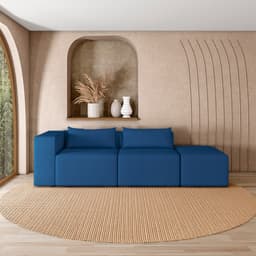 Sofá Versátil Sala de Estar Atlanta 298cm Modulado Veludo Azul G52 - Gran Belo