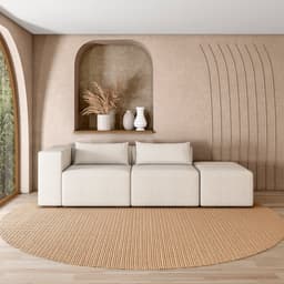 Sofá Versátil Sala de Estar Atlanta 318cm Modulado Linho Off White G52 - Gran Belo