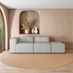 Sofá Versátil Sala de Estar Atlanta 338cm Modulado Bouclê Cinza G52 - Gran Belo