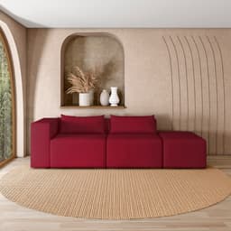 Sofá Versátil Sala de Estar Atlanta 338cm Modulado Veludo Bordô G52 - Gran Belo