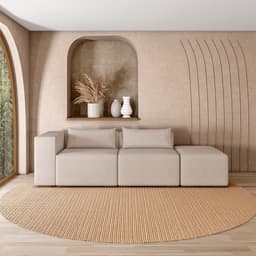 Sofá Versátil Sala de Estar Atlanta 358cm Modulado Veludo Bege G52 - Gran Belo