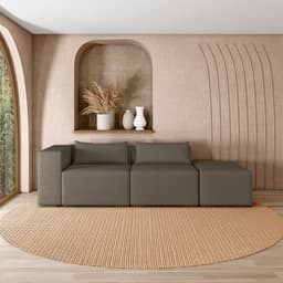 Sofá Versátil Sala de Estar Atlanta 358cm Modulado Veludo Marrom G52 - Gran Belo